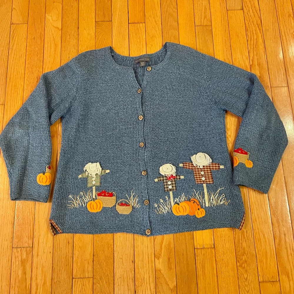 Northern Isles Women's Vintage M  Handknit Cardigan Sweater Grandma Patchwork